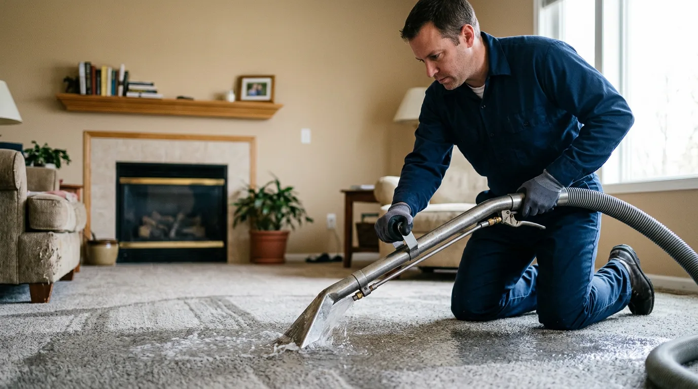Water damage restoration technician working near Long Beach, NY